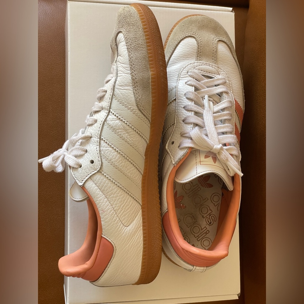 Adidas Samba White and Coral Sneakers - Picture 6 of 8